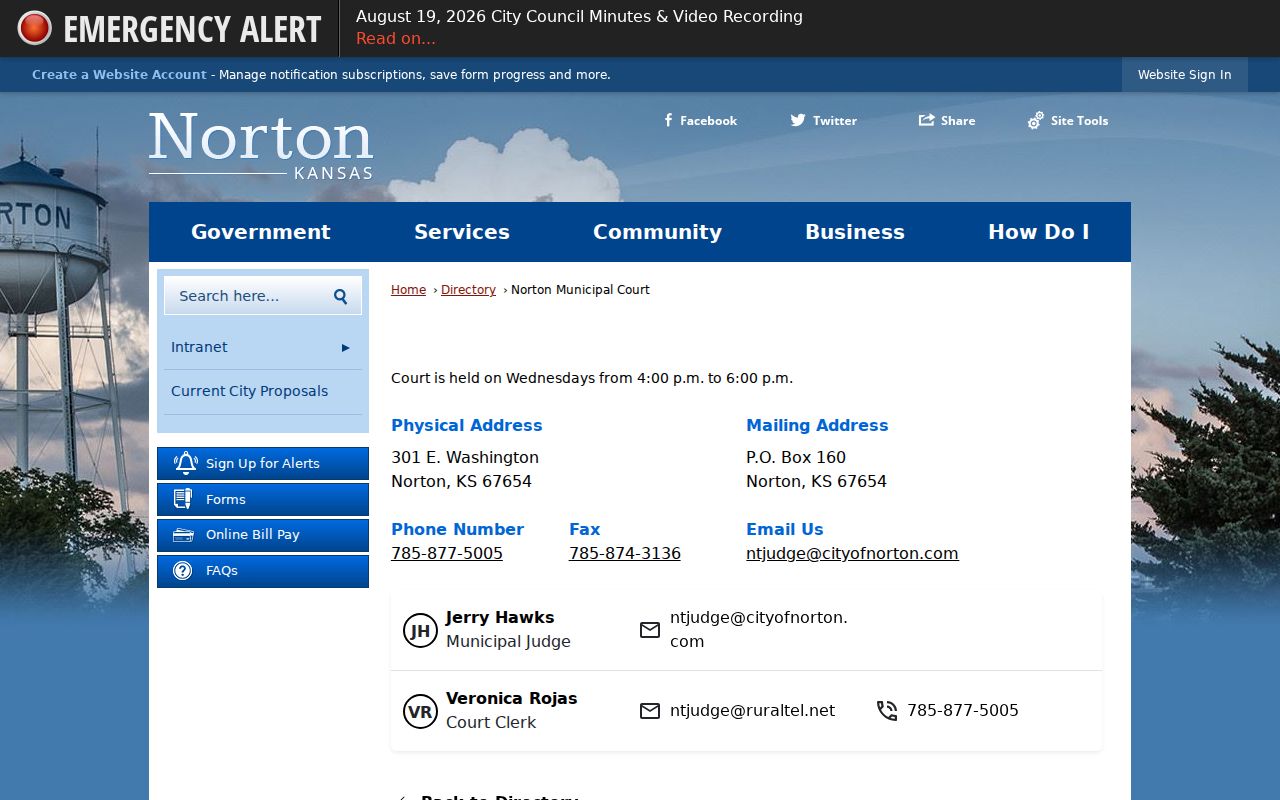 Norton County court calendar municipal court hours source