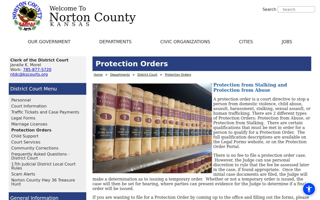 Norton County District Court protection order process
