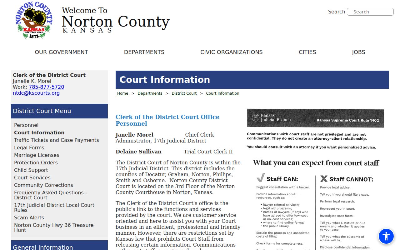 Norton County court docket public terminal information