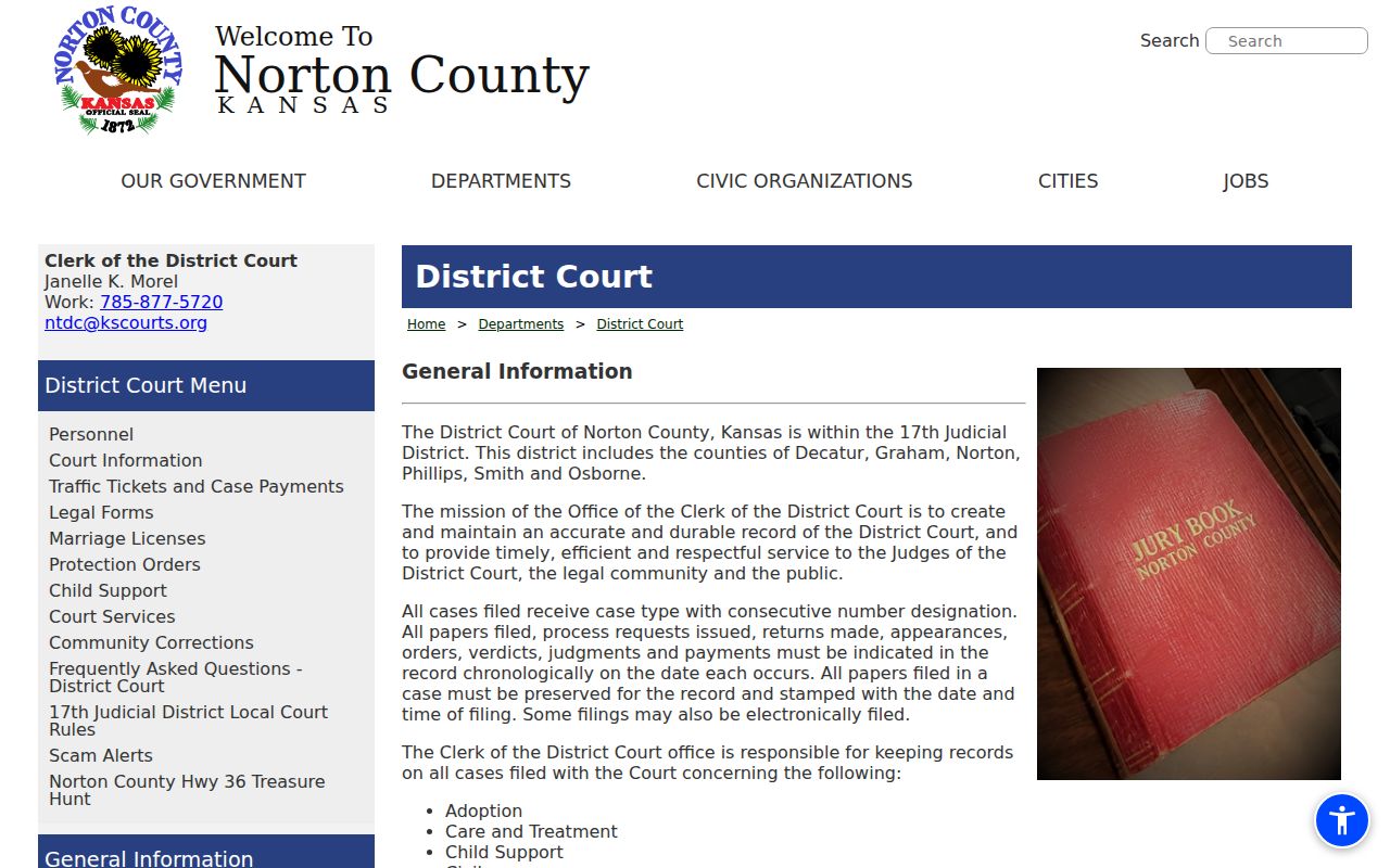 Norton County court docket District Court landing page