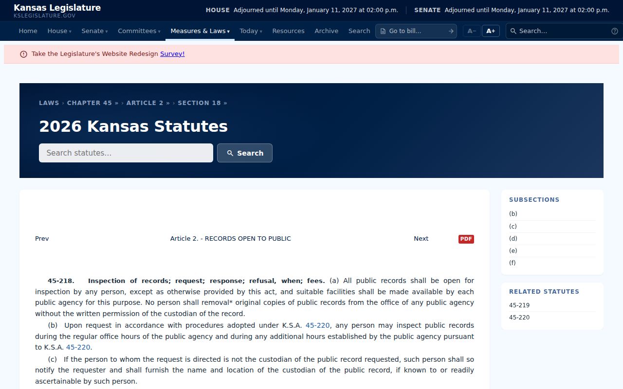 Norton County court records access under KORA inspection procedure