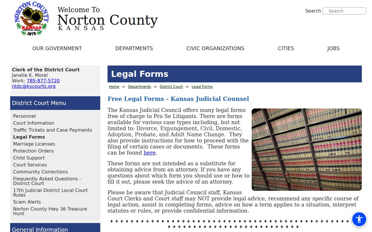 Norton County court records legal forms gateway