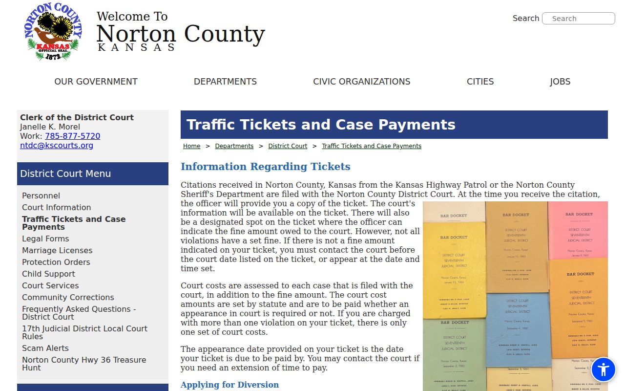 Norton County traffic court records ticket and payment page